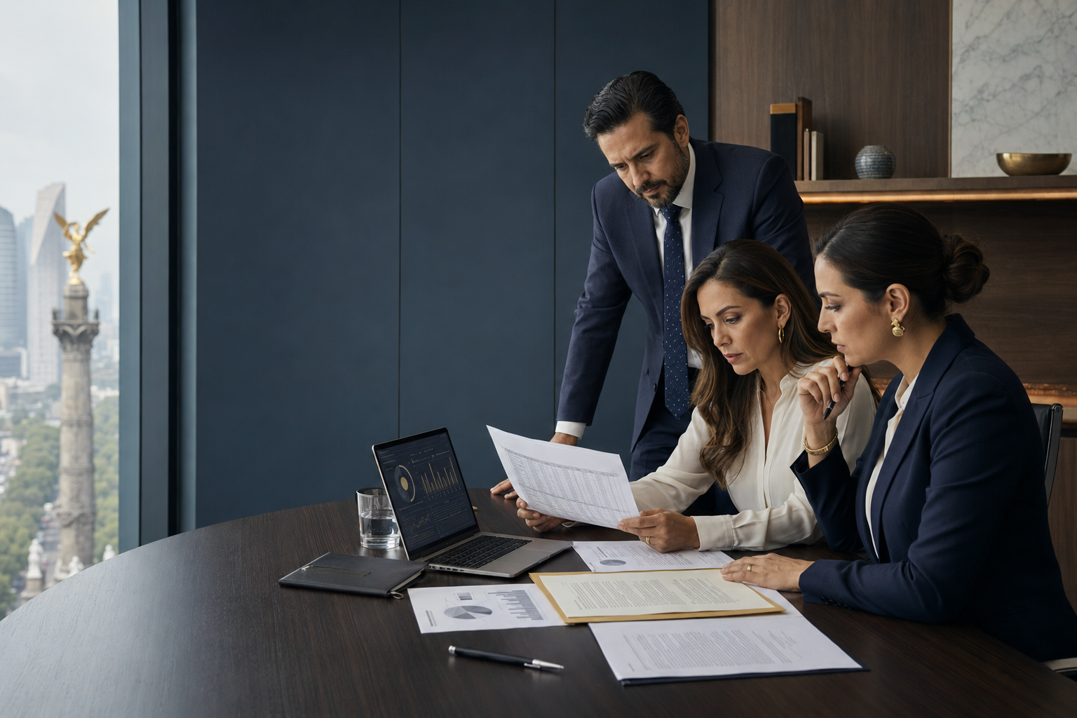 Consultores de JUVERA analizando información financiera y legal